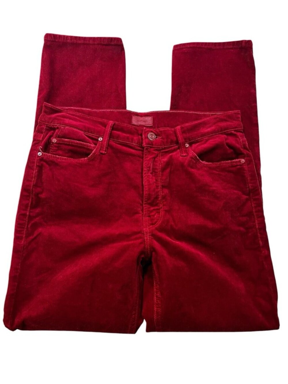 MOTHER The Mid Rise Dazzler Ankle Corduroy Jeans Women's 28 Hopscotch Garnet